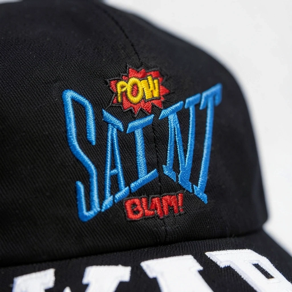 Gorra negra con bordado colorido