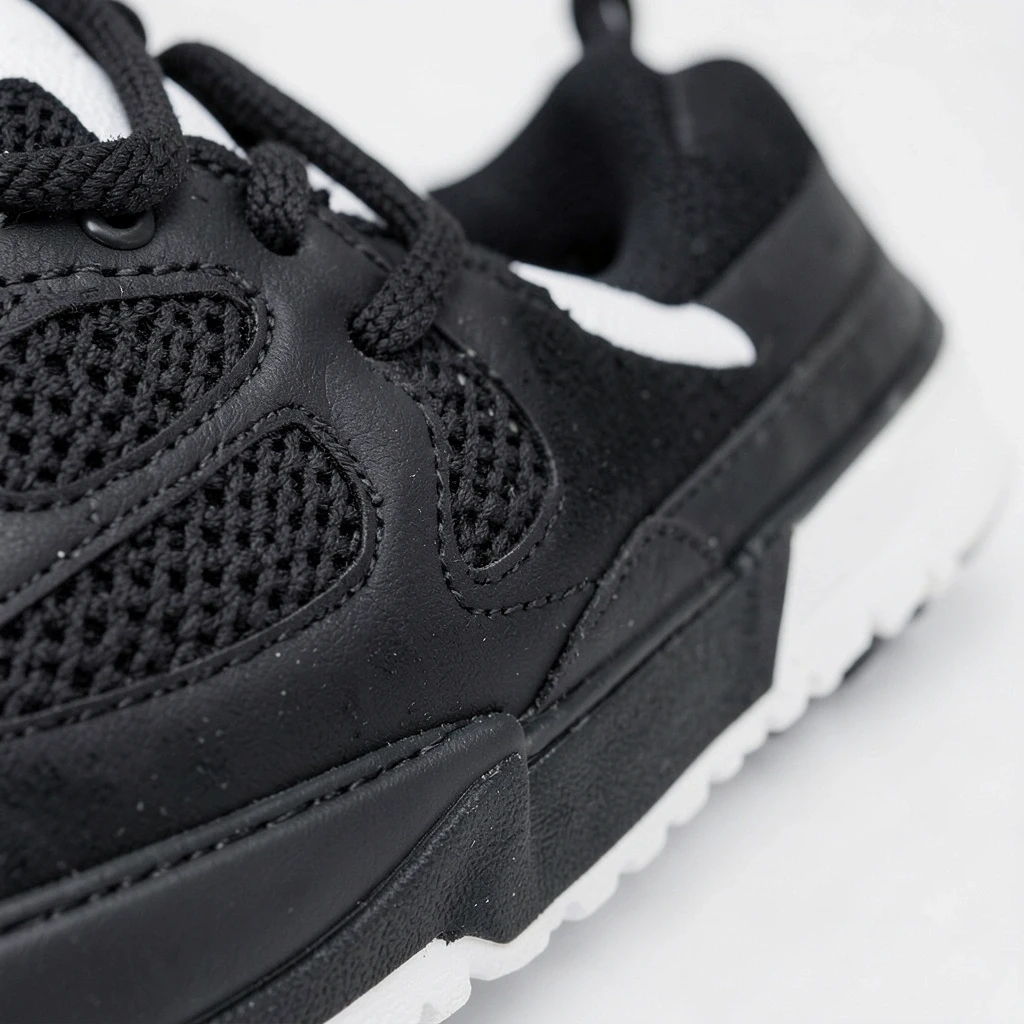 Tenis deportivos negros con detalles en blanco