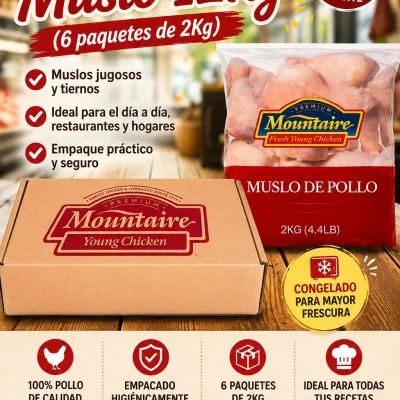 Muslo de Pollo,  paquetes de 2Kg