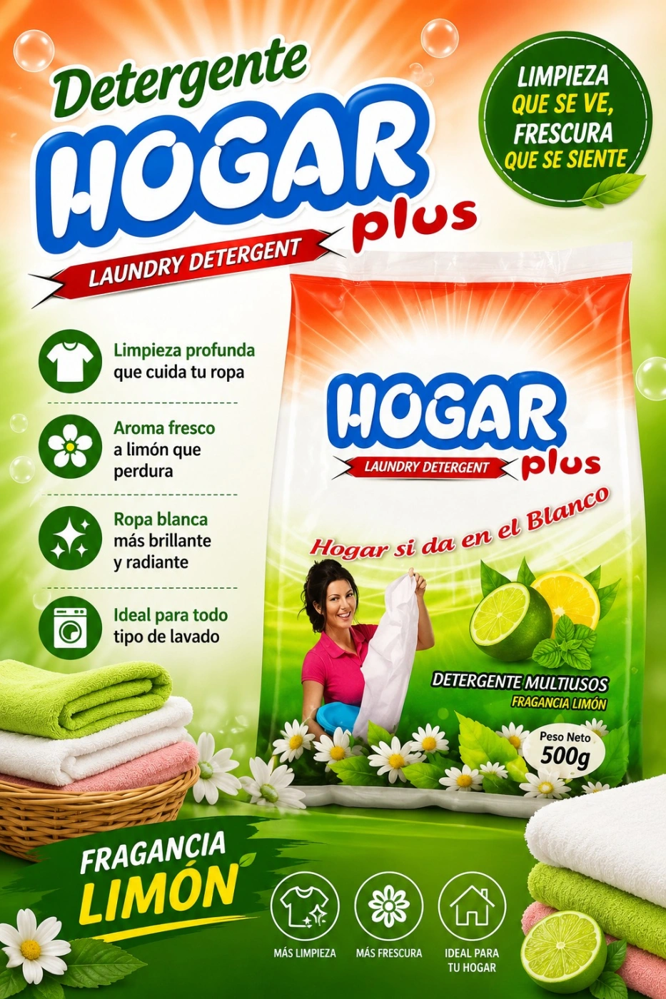 🧼🍋 ¡Detergente HOGAR Plus 500 g! 🍋🧼