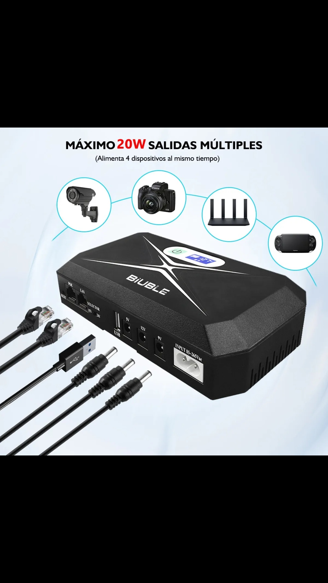 Mini UPS Biuble 20W con Salidas Múltiples