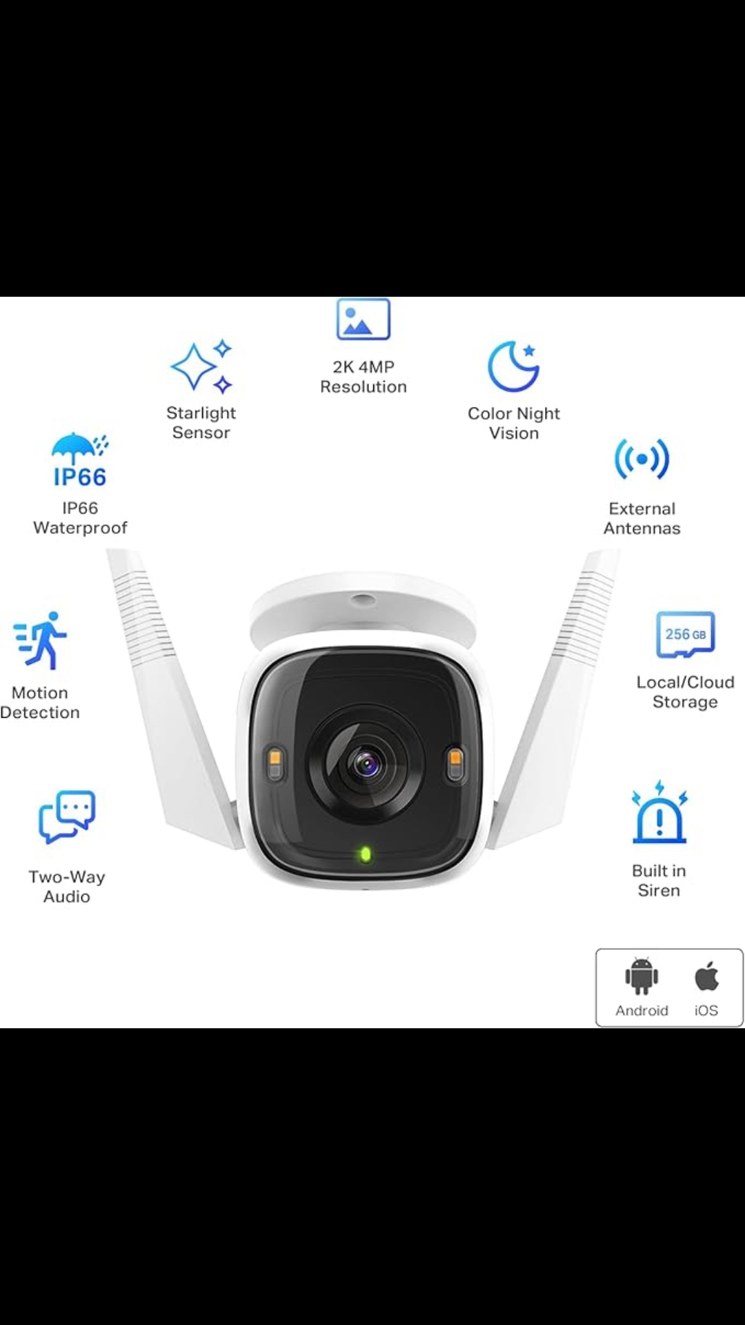 TP-Link Tapo C320WS, Cámara de Seguridad Wi-Fi para Exteriores, Visión Nocturna Full-Color, Definición de 2K, Cloud Video Recording, Funciona con Alexa