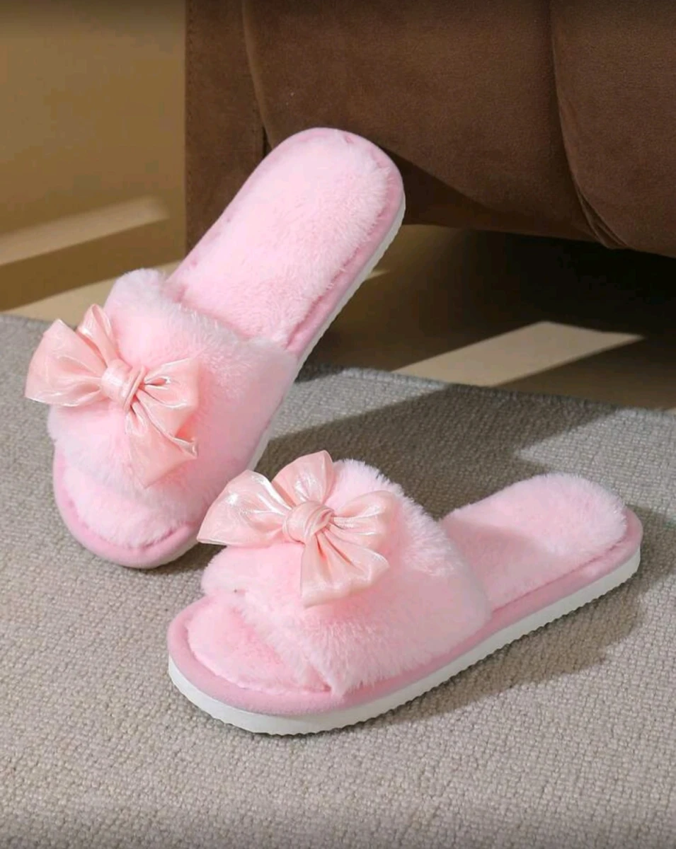 Pantunflas rosa de mujer con lazo
