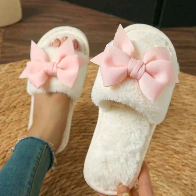 Pantuflas de mujer con lazo de terciopelo