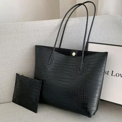 Bolso Tote de Cuero Sintético Negro