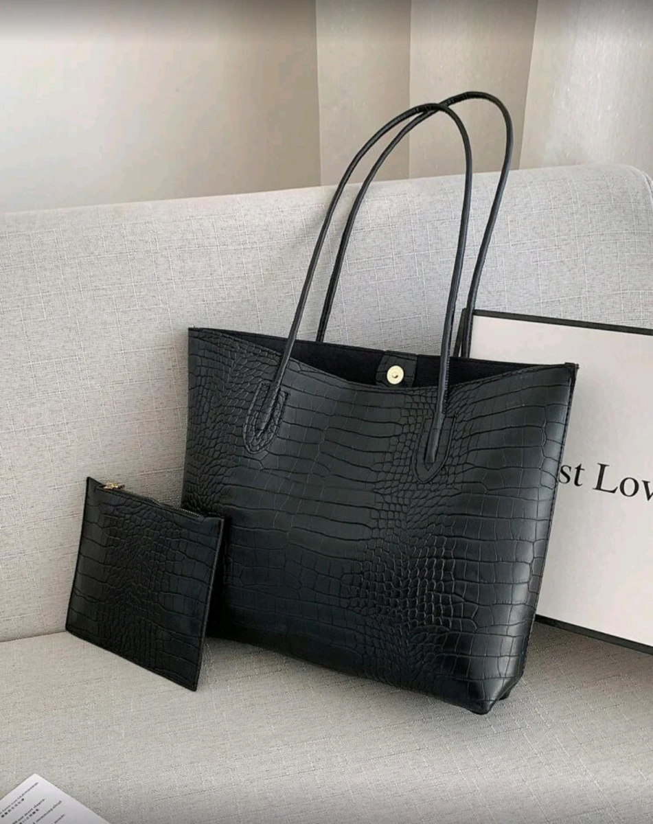 Bolso Tote de Cuero Sintético Negro