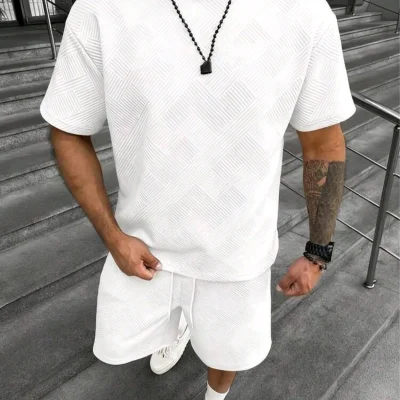 Juego de short blanco con textura