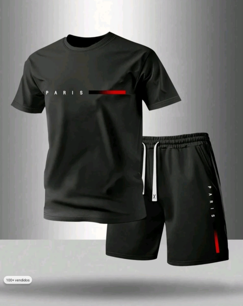 Juego de short en color negro para hombre