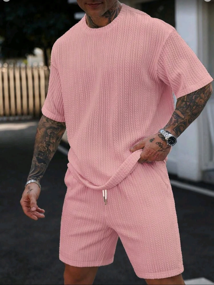 Juego de short en color rosa para hombre
