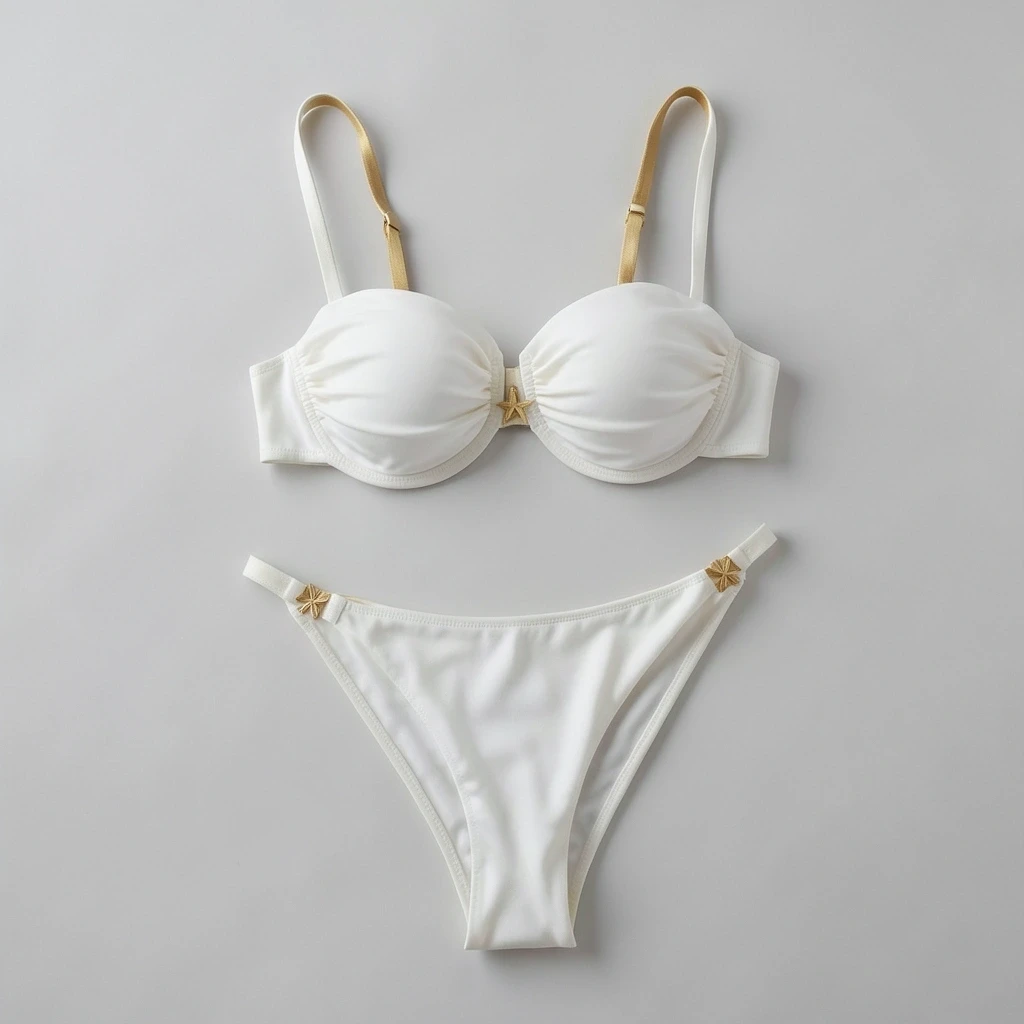 Bikini blanco con detalles dorados