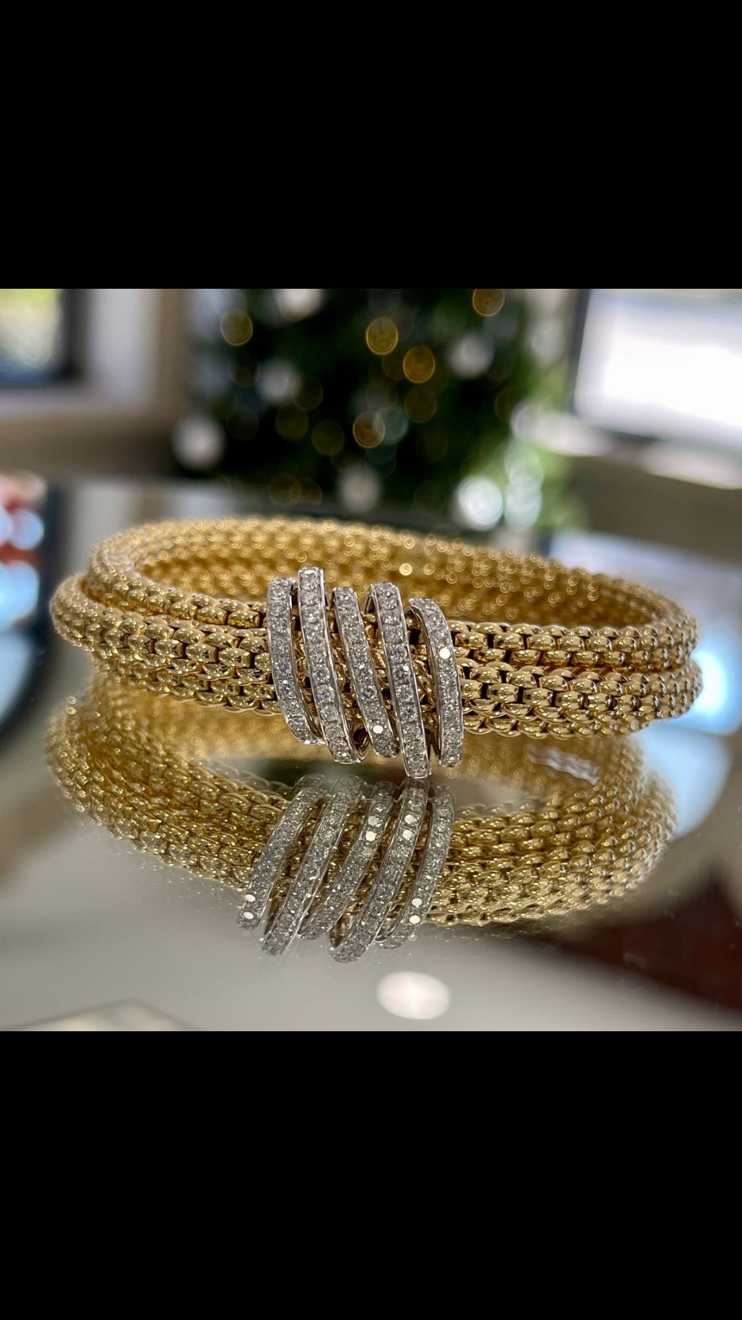 Esclava Italiana 14K Oro con Detalles en Diamante