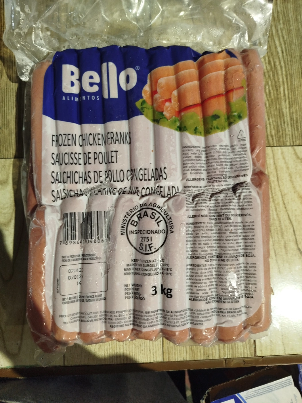 Salchicha de Pollo Congelada - 3 kg