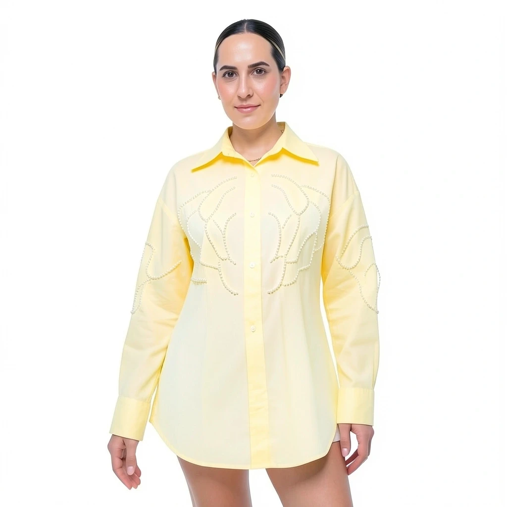 CAMISA AMARILLA CON PERLAS