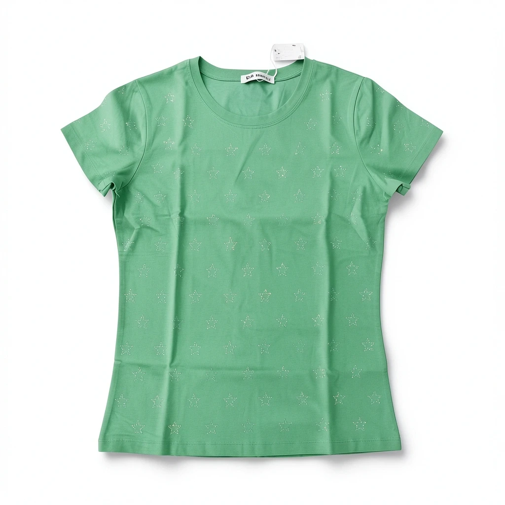 BLUSA BASICA VERDE DE ESTRELLAS