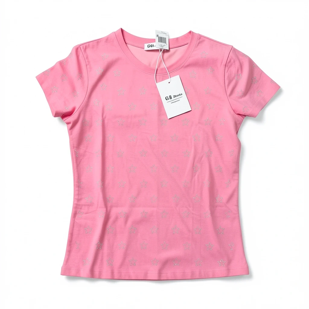 BLUSA BASICA ROSA DE ESTRELLAS