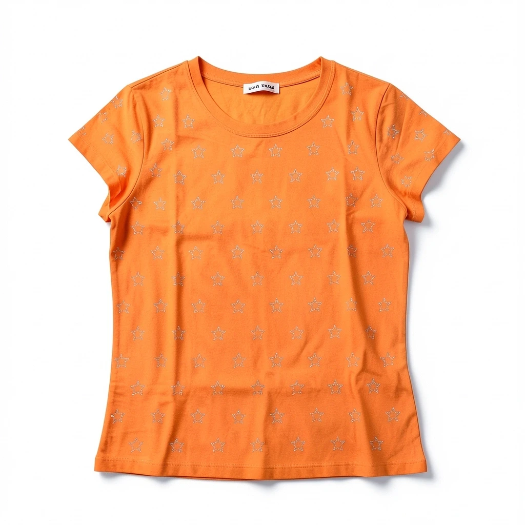 BLUSA BASICA NARANJA DE ESTRELLAS