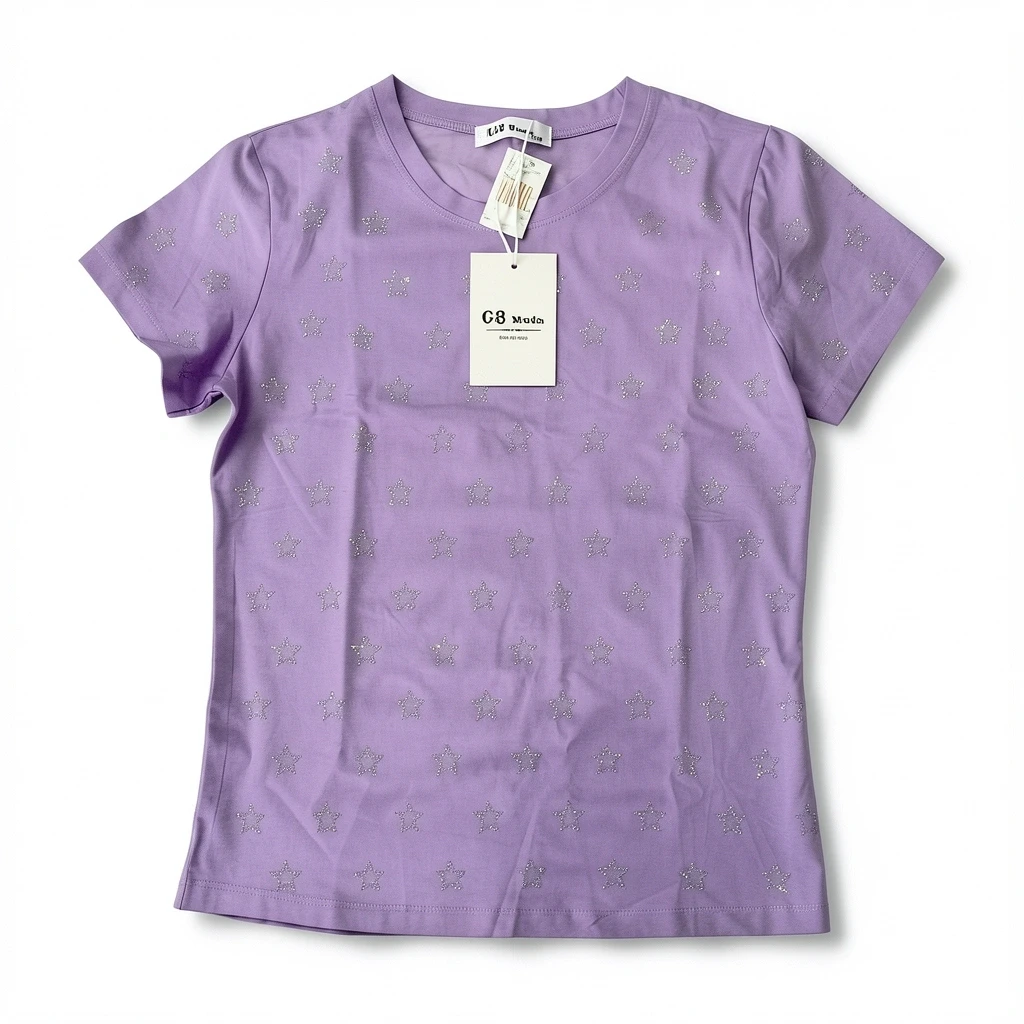 BLUSA BASICA MORADA DE ESTRELLAS