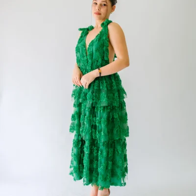 VESTIDO FLOREADO VERDE BOTELLA