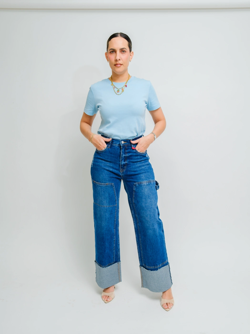 PANTALON MEZCLILLA OSCURO TIPO CARGO