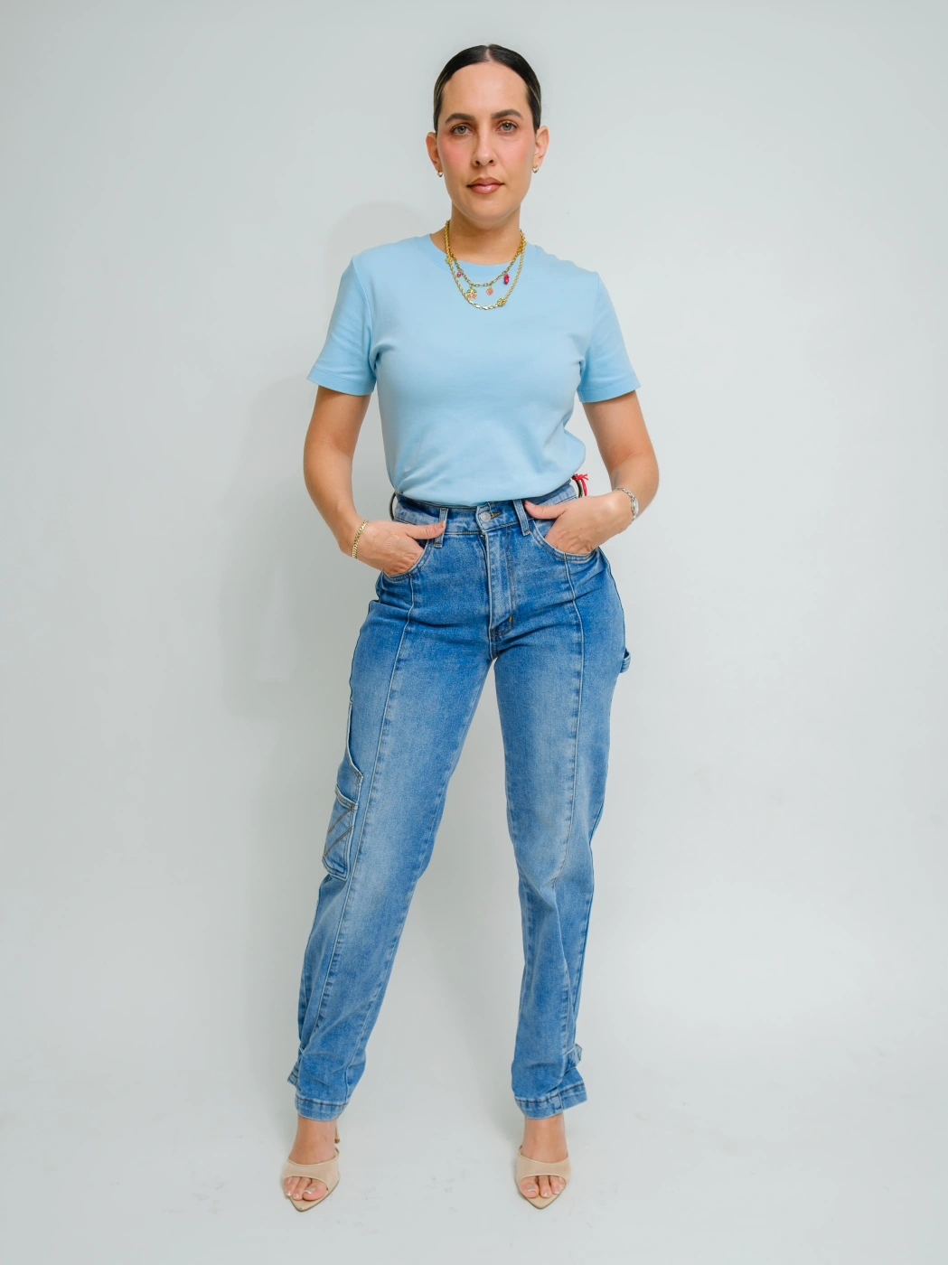 PANTALON MEZCLILLA CLARO TIPO CARGO