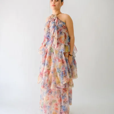 VESTIDO ESTAMPADO DE OLANES