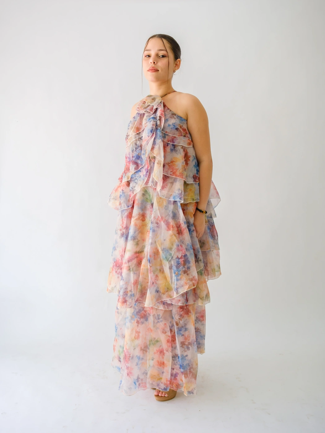 VESTIDO ESTAMPADO DE OLANES