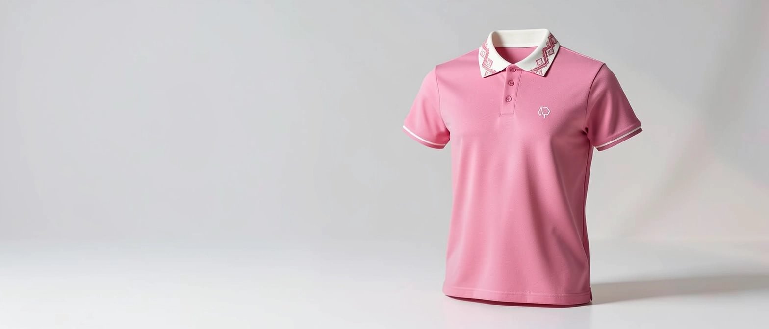 Camisa Polo Rosa con Cuello Bordado